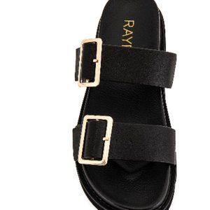 Raye Clifton Sandal in Black. Size 8.